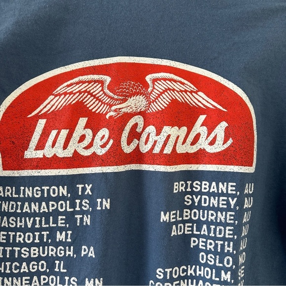 Luke Combs Wings World Tour 2023 Blue T-Shirt Unisex/Men's Size Medium Band Tee - Picture 8 of 16